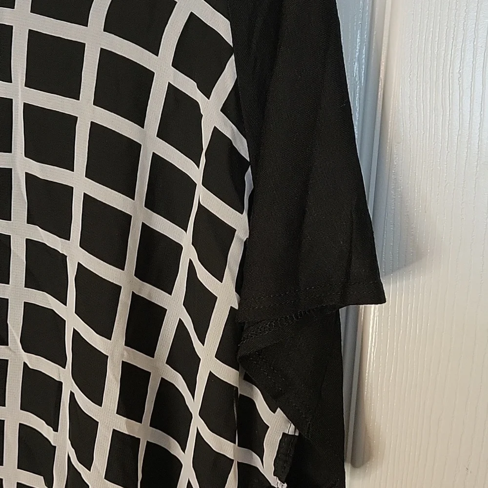 Carol Rose XL Blouse Black White New Cap Sleeve